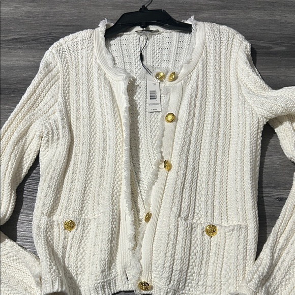 Tahari Cream Cardigan with Gold Buttons - Picture 1 of 5